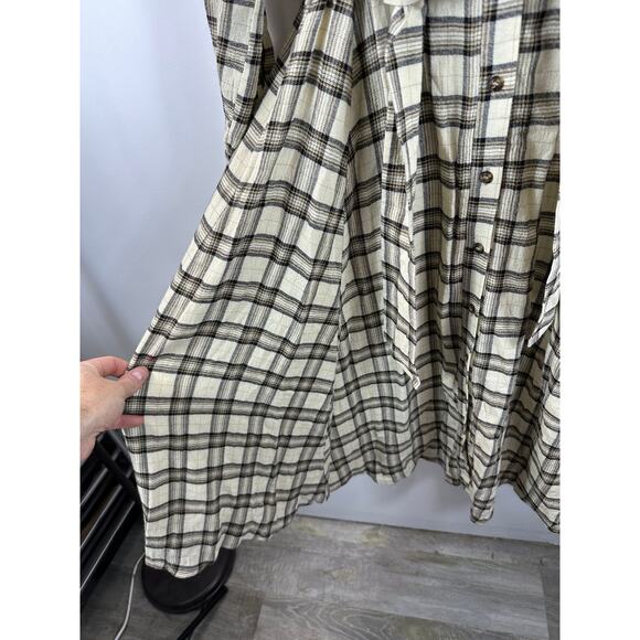 Sezane Lauretta Cream Casablanca Plaid Wool Blend Flannel Maxi Dress Size 42/10 - Picture 14 of 16
